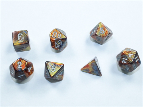 Mini Lustrous hedral Gold-silver Dice Set - RPG Dice set - Chessex
